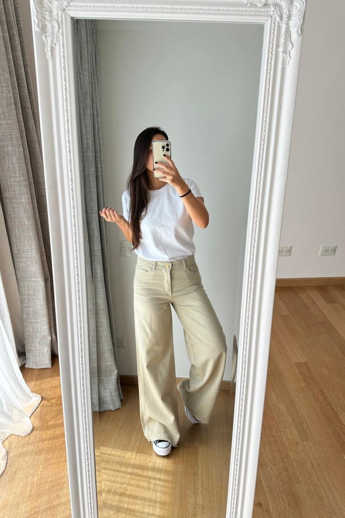 PANTALON WIDE DE GABARDINA